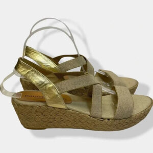 PATRICIA Green Gold Espadrille‎ Wedge Sandal 40